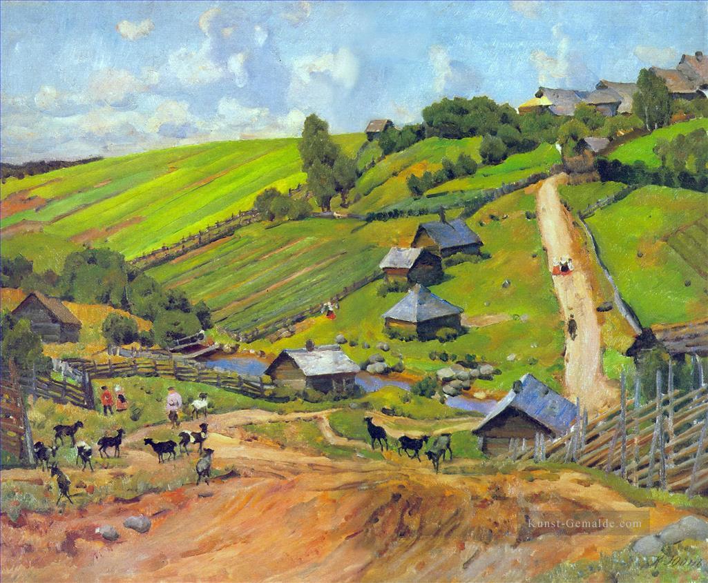Dorf novgorod Gouvernement 1912 Konstantin Yuon Plan Szenen Landschaft Ölgemälde